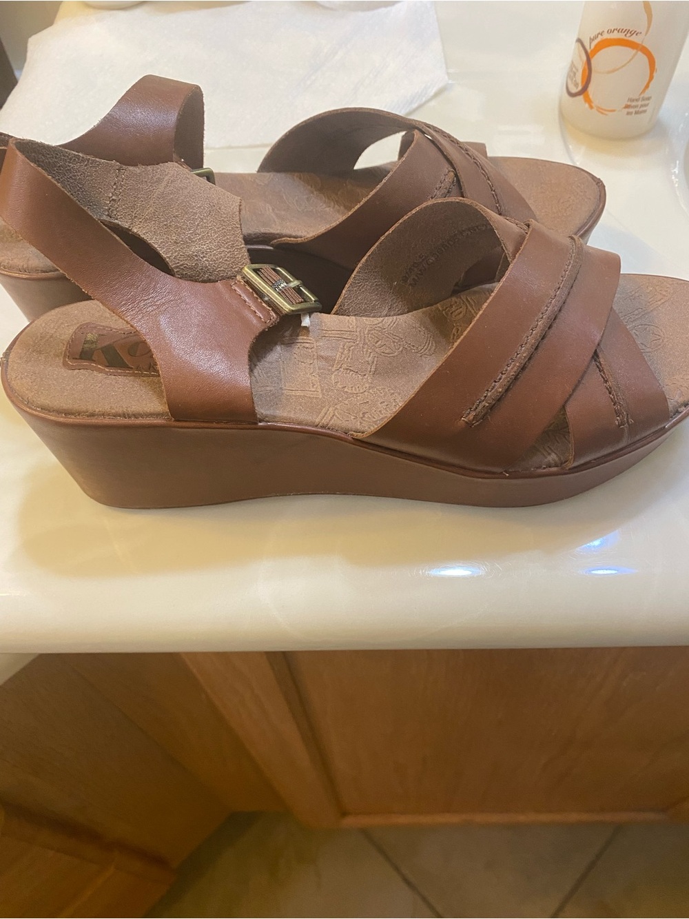 Coconuts by Matisse Tan Brown Leather Wedge Sandals